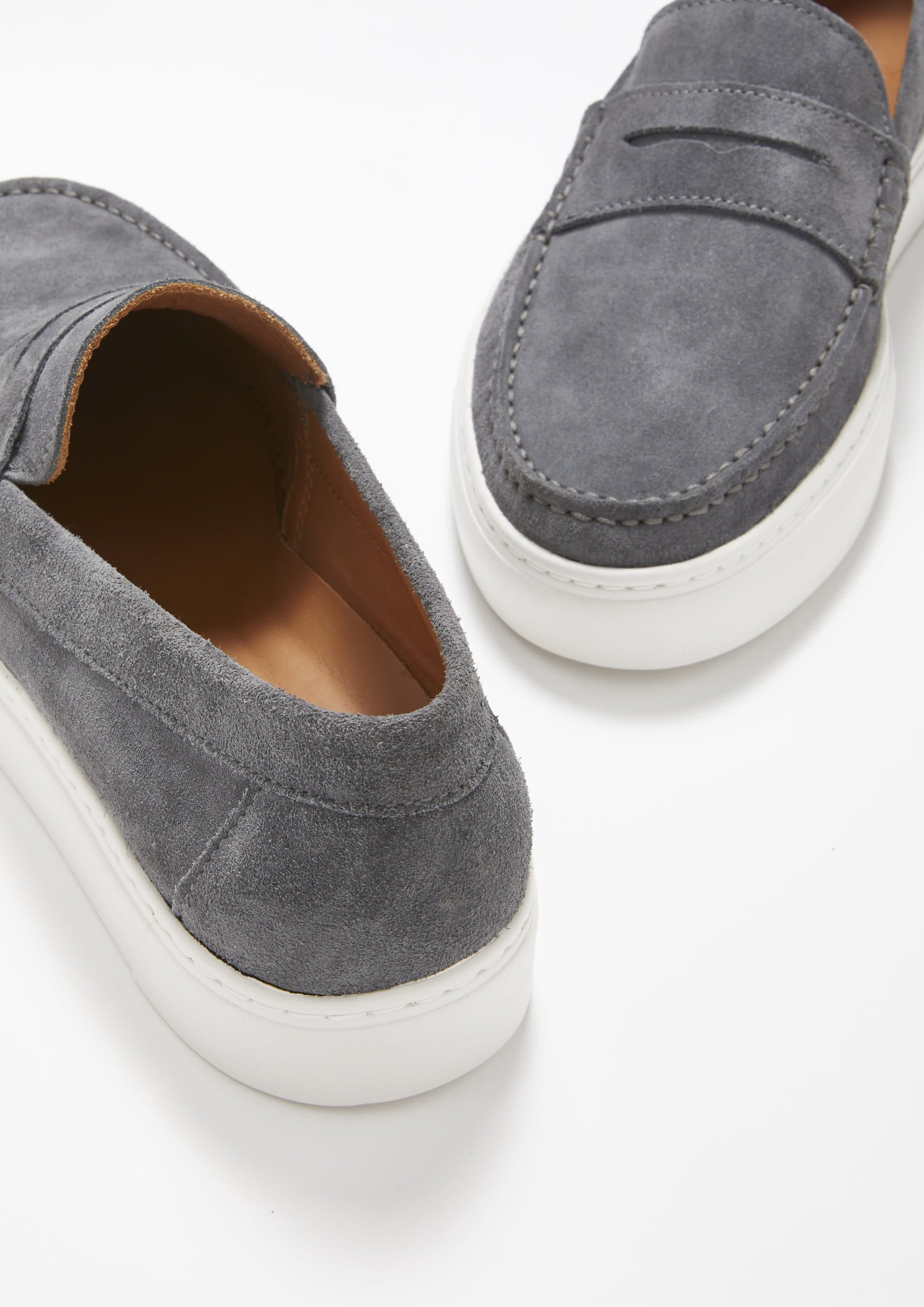 Slip On Sneaker Loafers in Slate Grey Suede
