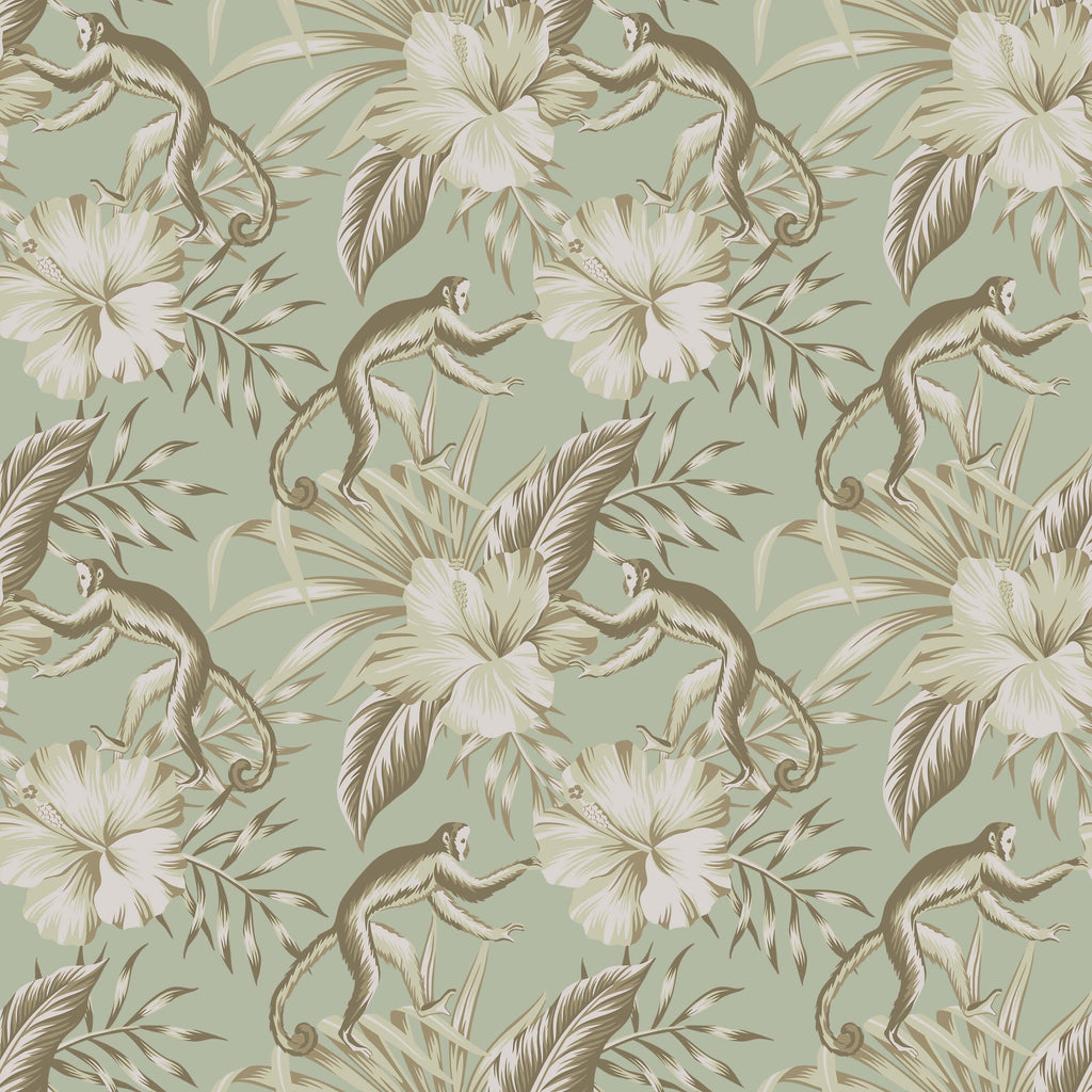 Monkey and Floral Wallpaper