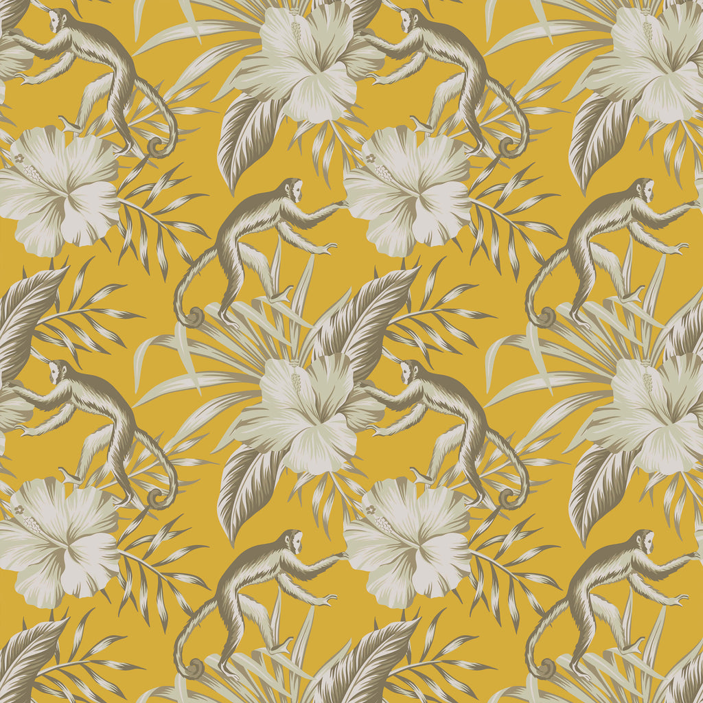 Monkey and Floral Wallpaper