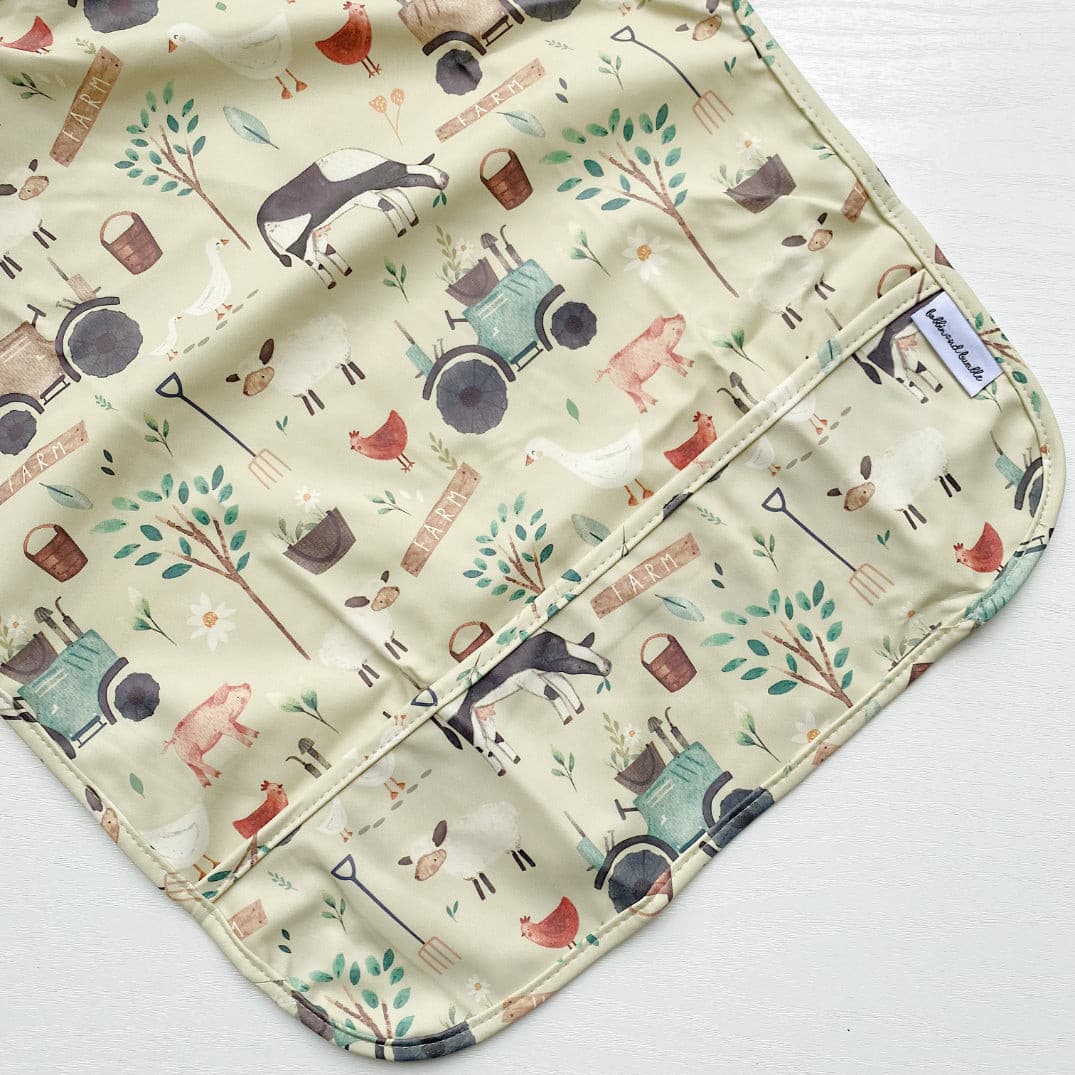 Long Sleeved Baby Bib - Farm Yard Print