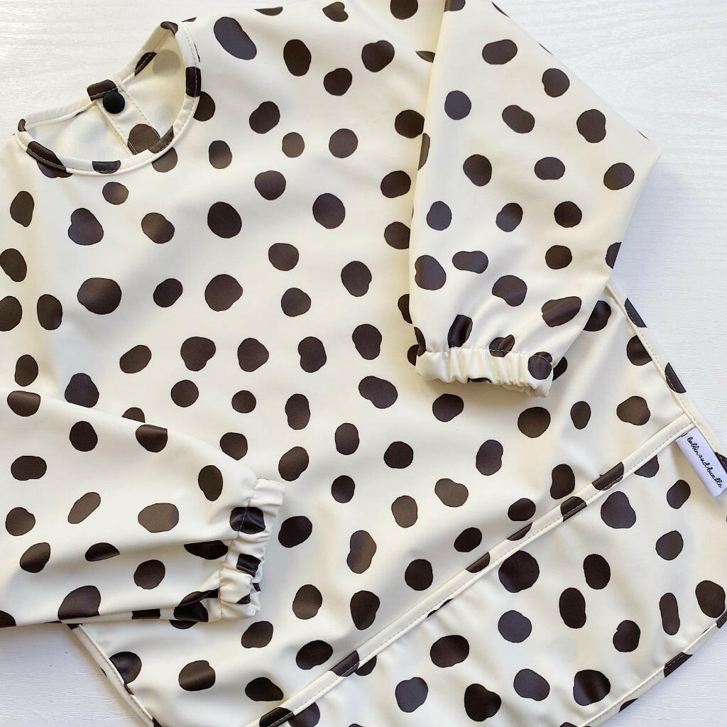 Long Sleeved Baby Bib - Spotty print