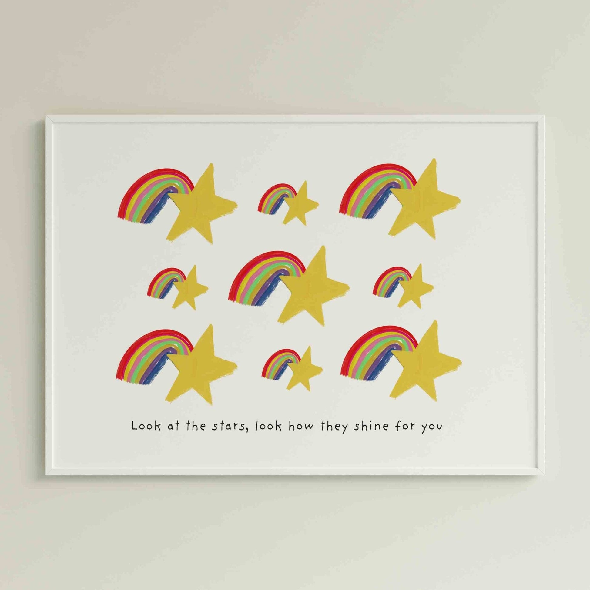 Stars and Rainbows Positive Art Print for Kids