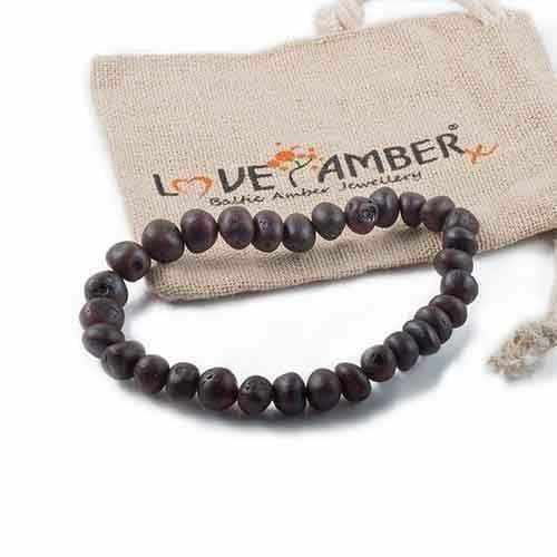 Adult Raw Dark Cherry Baltic Amber Stretch Bracelet