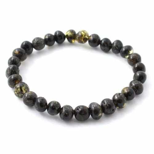 Adult Evergreen Green Baltic Amber Stretch Bracelet