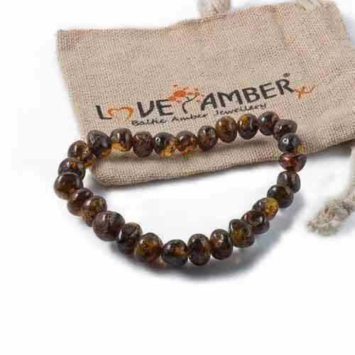 Adult Evergreen Green Baltic Amber Stretch Bracelet