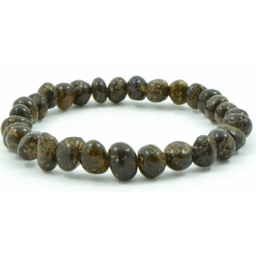 Adult Evergreen Green Baltic Amber Stretch Bracelet