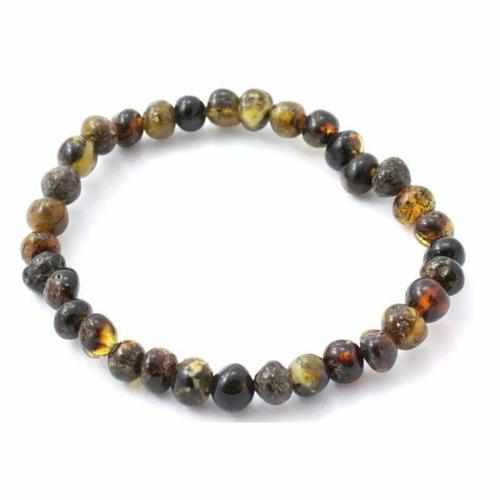 Adult Evergreen Green Baltic Amber Stretch Bracelet
