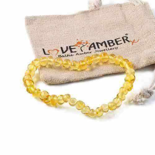 Adult Lemon Baltic Amber Stretch Bracelet