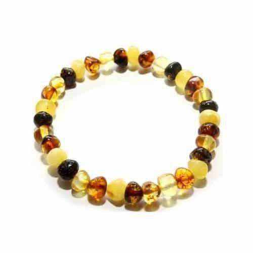 Adult Pebble Beach Mixed Baltic Amber Stretch Bracelet