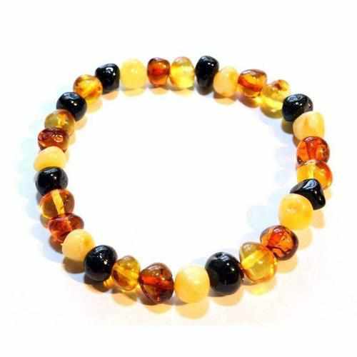 Adult Pebble Beach Mixed Baltic Amber Stretch Bracelet