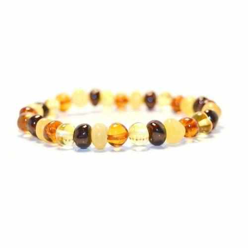 Adult Pebble Beach Mixed Baltic Amber Stretch Bracelet