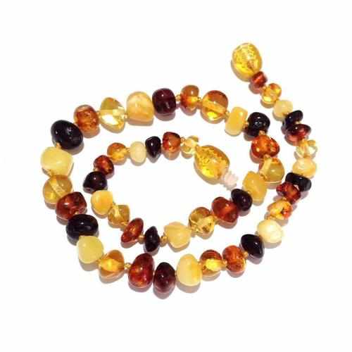 Adult Pebble Beach Polished Mixed Baltic Amber Anklet