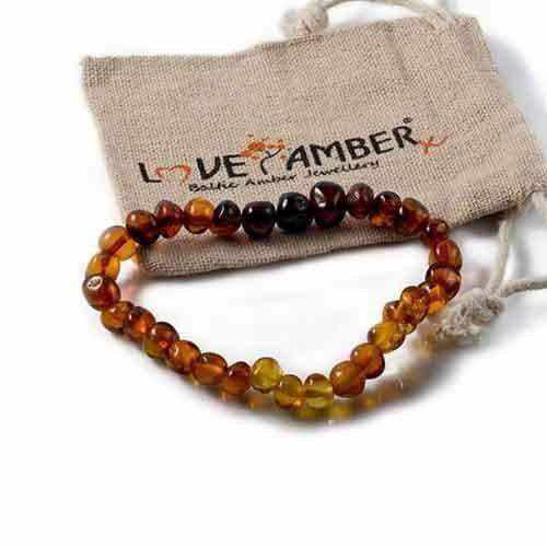 Adult Rainbow Bright Mixed Baltic Amber Stretch Bracelet