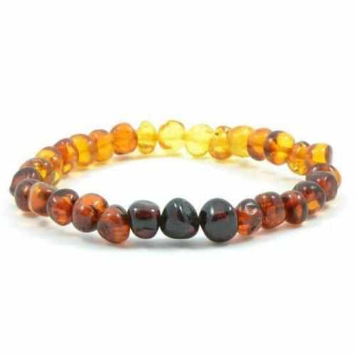 Adult Rainbow Bright Mixed Baltic Amber Stretch Bracelet
