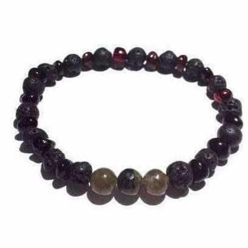 Adult Rock God Baltic Amber Labradorite Lava Stretch Bracelet