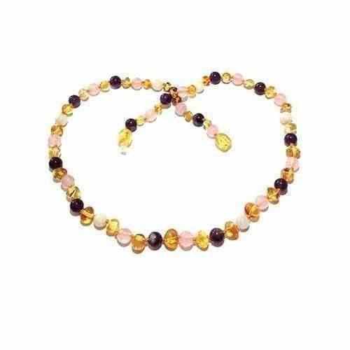 Tara Moon Baltic Amber Moonstone Amethyst Rose Quartz Bracelet for Adults