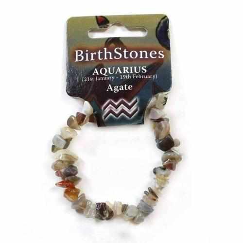 Aquarius Birthstone Elasticated Agate Chip Bracelet