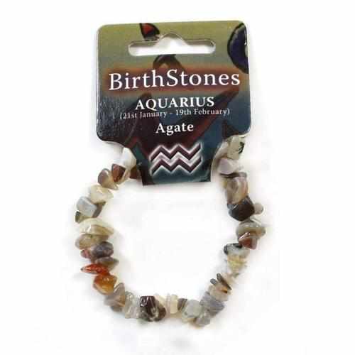 Aquarius Birthstone Elasticated Agate Chip Bracelet