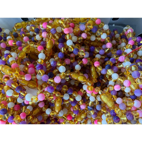 Child Amelie Baltic Amber Pink Purple Dragon Agate Necklace