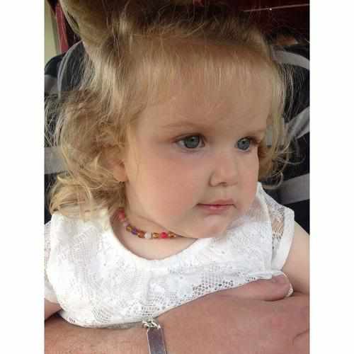 Child Amelie Baltic Amber Pink Purple Dragon Agate Necklace