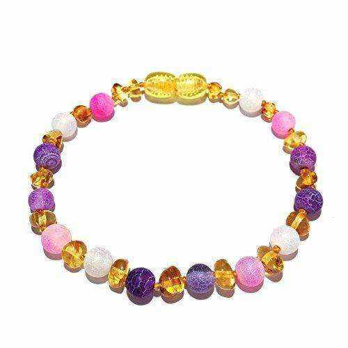 Child Amelie Baltic Amber Pink Purple Dragon Agate Necklace