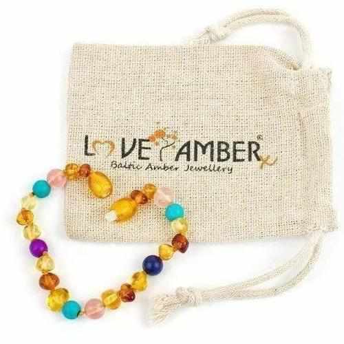 Child Blossom Howlite Lapis Lazuli Quartz Honey Baltic Amber Anklet Bracelet