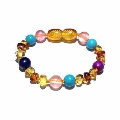 Child Blossom Howlite Lapis Lazuli Quartz Honey Baltic Amber Anklet Bracelet