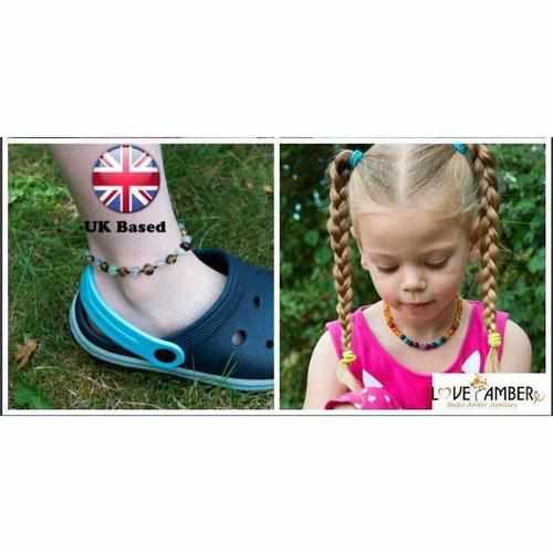 Child Blossom Howlite Lapis Lazuli Quartz Honey Baltic Amber Anklet Bracelet