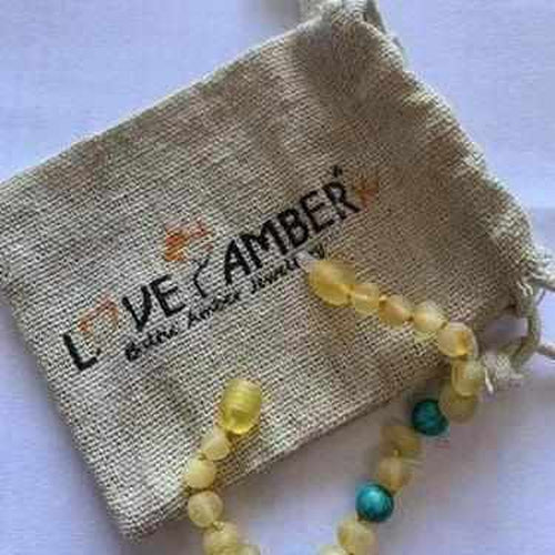 Child Bluebird Raw Honey Baltic Amber and Blue Howlite Anklet Bracelet