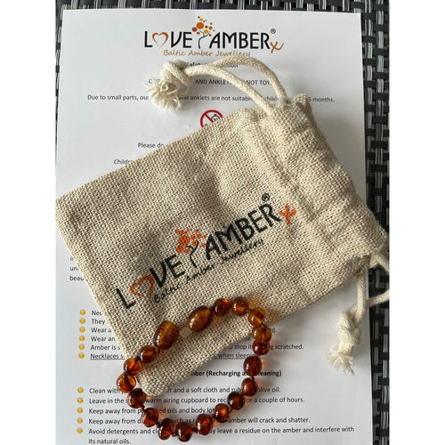 Brandy Snap Cognac Baltic Amber Anklet Bracelet for Children