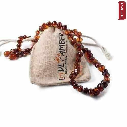 Child Cognac Amber Necklace, Handmade Baltic Beads