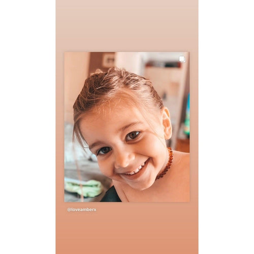 Child Cognac Amber Necklace, Handmade Baltic Beads