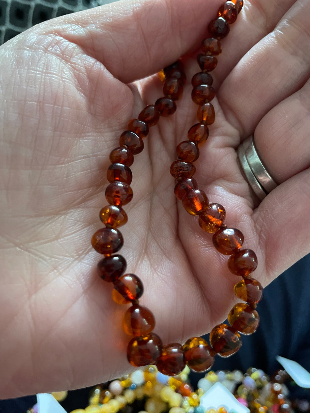 Child Cognac Amber Necklace, Handmade Baltic Beads