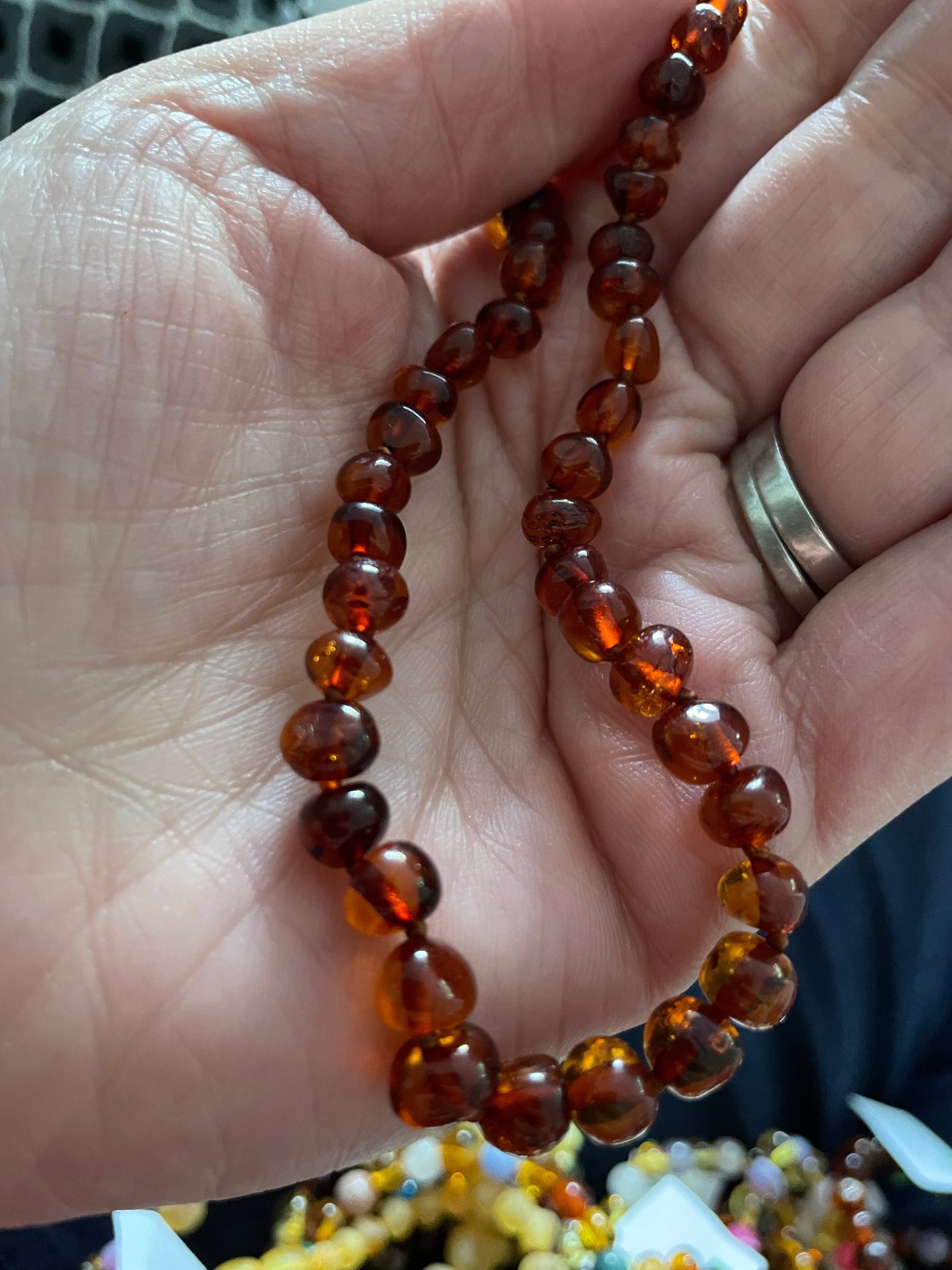 Child Cognac Amber Necklace, Handmade Baltic Beads