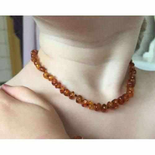 Child Cognac Amber Necklace, Handmade Baltic Beads