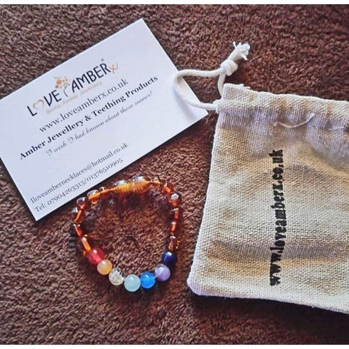 Child Chakra Gemstone Polished Cognac Baltic Amber Anklet Bracelet