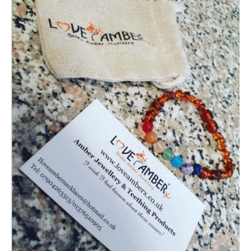 Child Chakra Gemstone Polished Cognac Baltic Amber Anklet Bracelet