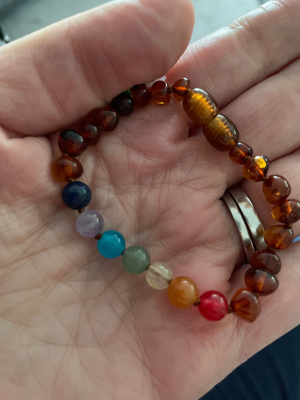 Child Chakra Gemstone Polished Cognac Baltic Amber Anklet Bracelet