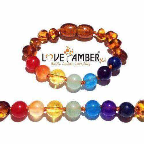 Child Chakra Gemstone Polished Cognac Baltic Amber Anklet Bracelet