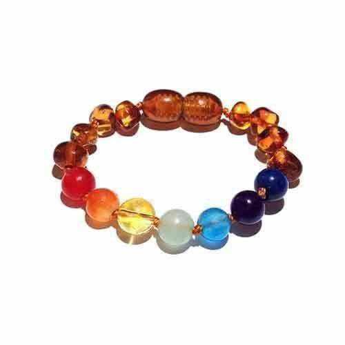 Child Chakra Gemstone Polished Cognac Baltic Amber Anklet Bracelet