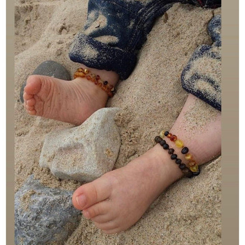 Child Raw Dark Cherry Baltic Amber Anklet Bracelet