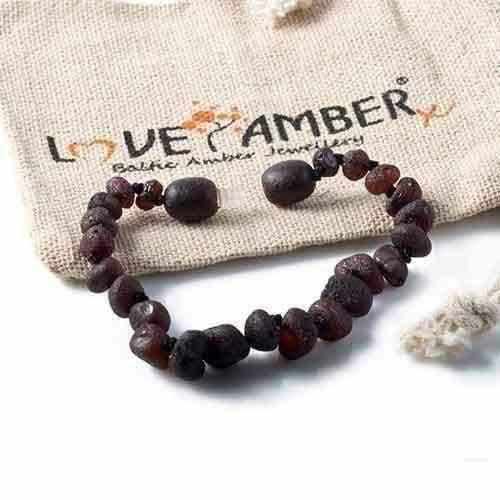 Child Raw Dark Cherry Baltic Amber Anklet Bracelet