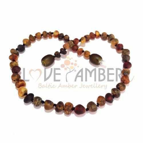 Child Enchanted Raw Green Baltic Amber Necklace