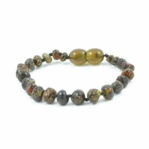 Child Polished Green Baltic Amber Anklet Bracelet