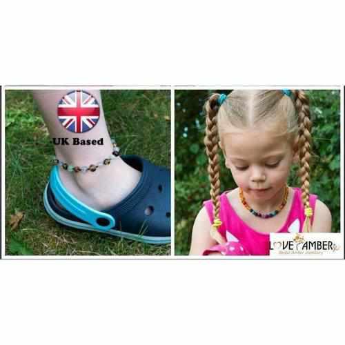 Child Polished Green Baltic Amber Anklet Bracelet