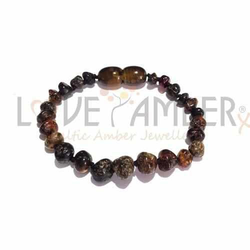 Child Polished Green Baltic Amber Anklet Bracelet