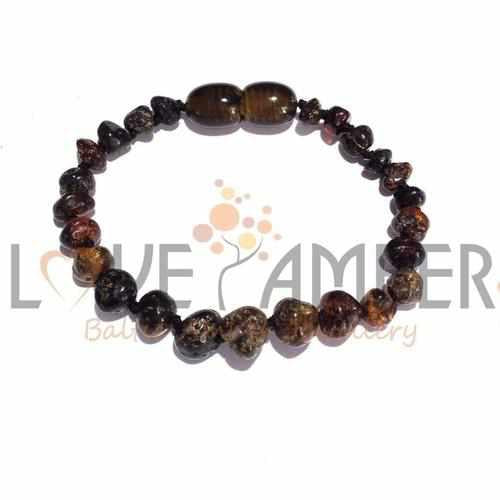 Child Polished Green Baltic Amber Anklet Bracelet