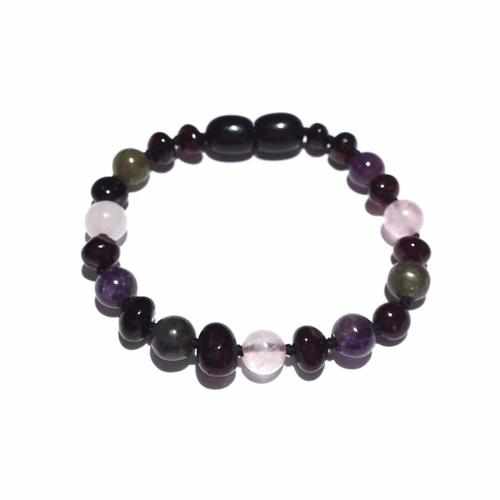 Child Amethyst Rose Quartz Labradorite Baltic Amber Anklet Bracelet