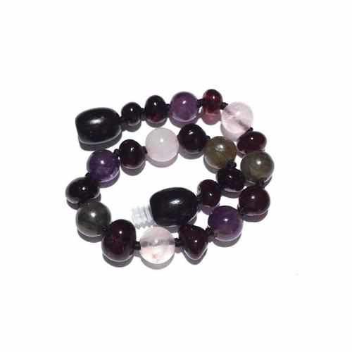 Child Amethyst Rose Quartz Labradorite Baltic Amber Anklet Bracelet