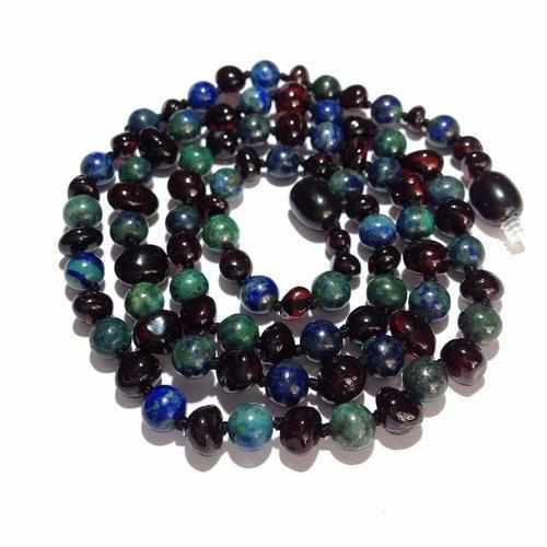 Child Green Goddess Chrysocolla Black Cherry Baltic Amber Anklet Bracelet